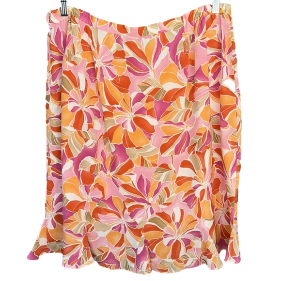 Y2K VINTAGE Talbots Ladies Silk Tropical Floral Skirt Size 16 P - Picture 3 of 8